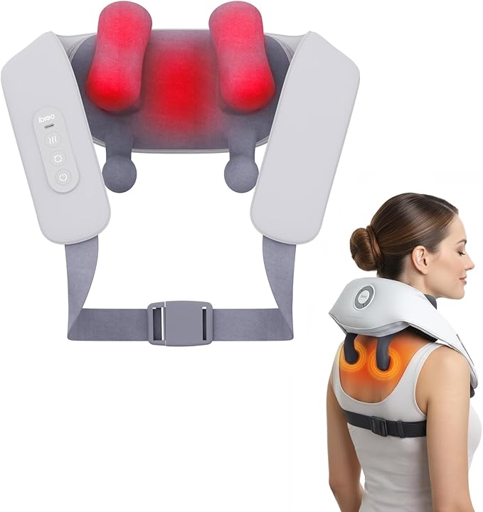 Shiatsu Neck and Back Massagers with Heat, 150 Mins Uses, 4 Modes & Adjustable Massage Head, Electric 3D Deep Tissue Knead...