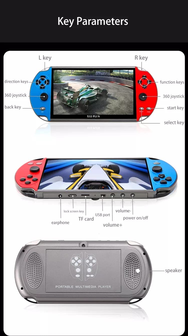 TCDSTAR Original factory 16GB Retro Handheld Games Player x 12 plus 10000games Portab 7 Inch e-book MP5 Video Game Consoles Birthday Gift for kids Adults