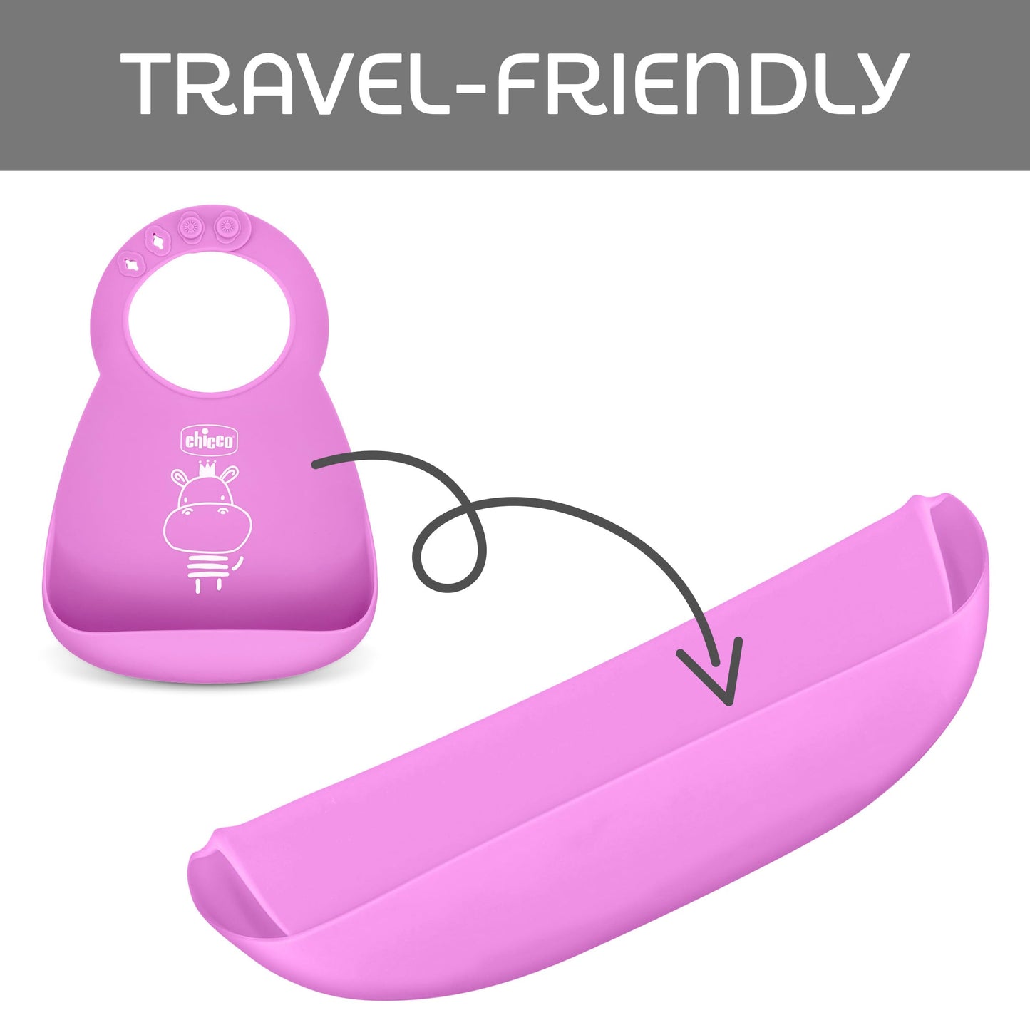 Chicco Easy Start Silicone Feeding Set | Dishes for Baby-Led Weaning | Suction Bowl | Adjustable Silicone Bib | Soft Silicone Spoon | BPA-Free | 3 Piece Set | 6m+ | Pink
