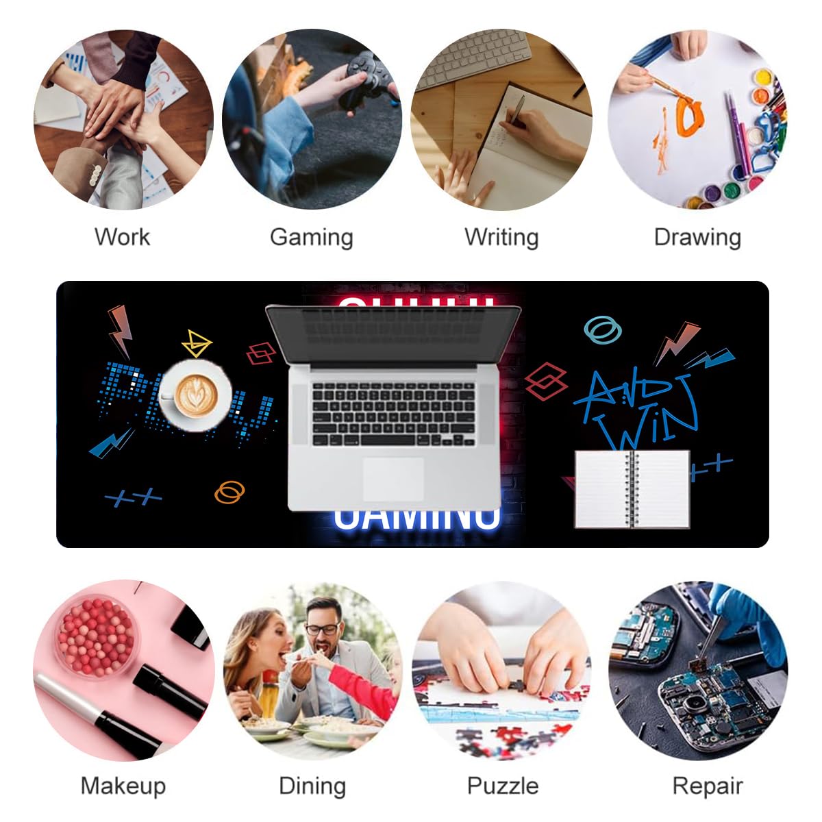 Mouse Pad 80x30cm Gaming Mouse Pad Extended Large Computer Keyboard Mouse Mat Desk Pad with Soft Smooth Surface and Anti-Slip Rubber Base Gaming Mats for Desk Gamer Office Home (Game-E)
