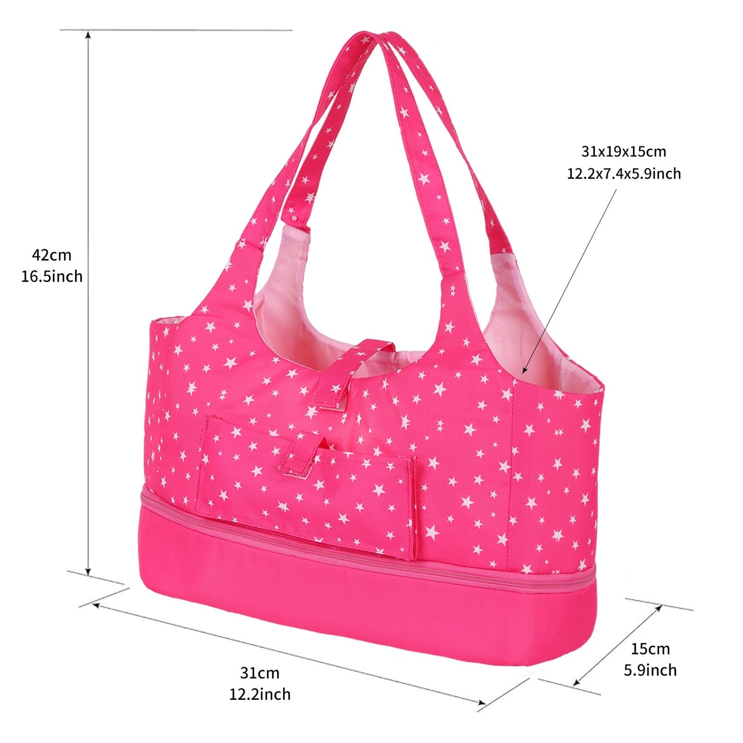 ECORELF Baby Doll Accessorie, 13 Pcs Doll Stuff Acessories Storage Diaper Bag Set for 14-18 Inch Dolls, Feeding and Caring Set Includes Diaper, Bottle etc Suitable Pretend Play