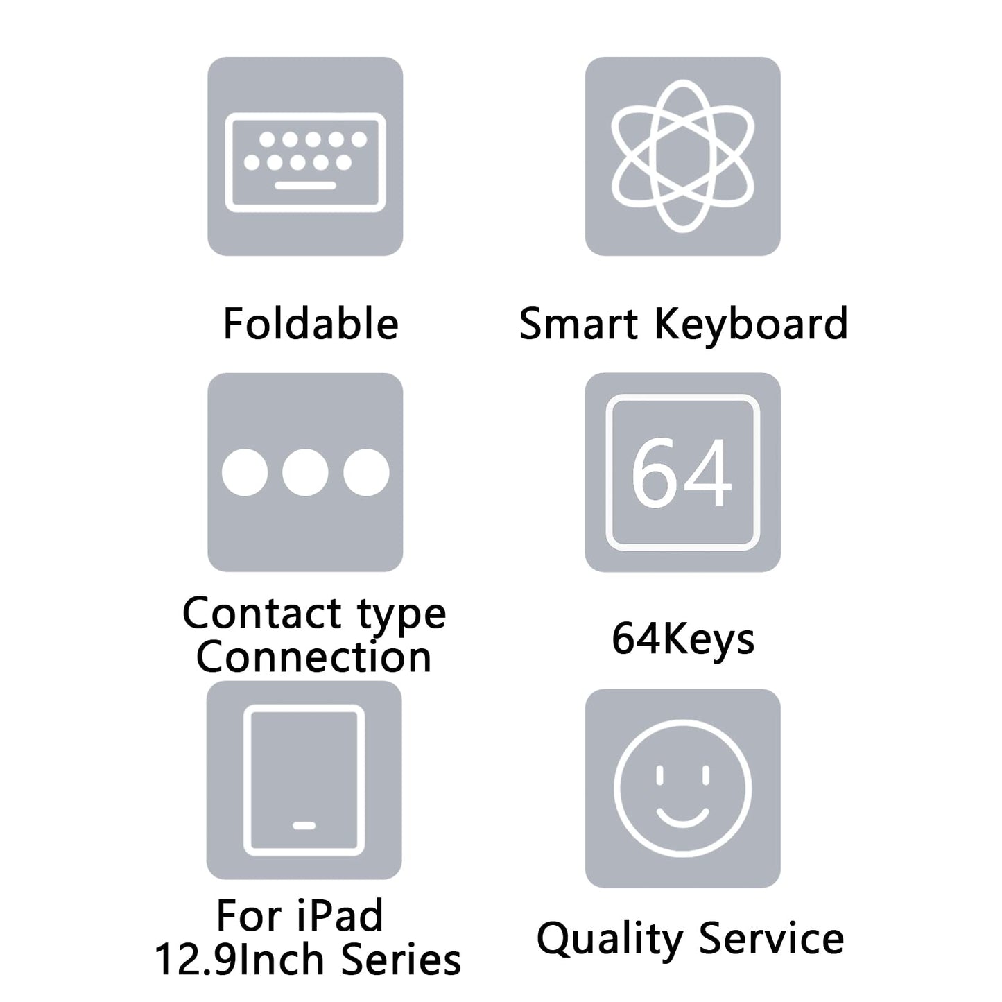 Smart Keyboard For Pro, 12.9In Portable Tablet Intelligent Carrying Foldable Ultra-Slim Keyboard With 64 Keys For Pro 2Nd Genera