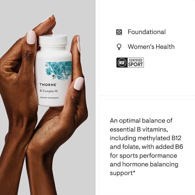 THORNE B-Complex #6 - Vitamin B Complex with Active Forms of Essential B Vitamins and Extra B6-60 Capsules