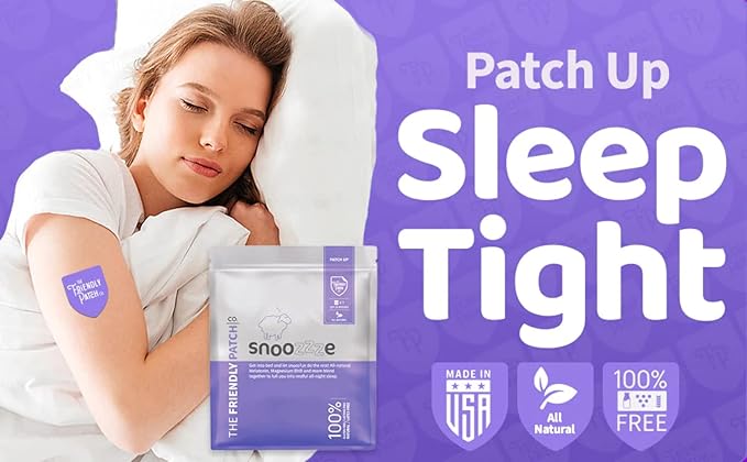 Sleep Patches, The Friendly Patch Snooze Sleep Aid Patch, Natural Sleep Patches with Melatonin, Valerian Root, Ashwagandha & Magnesium Sleeping Patches, Travel Essentials sleep Patch