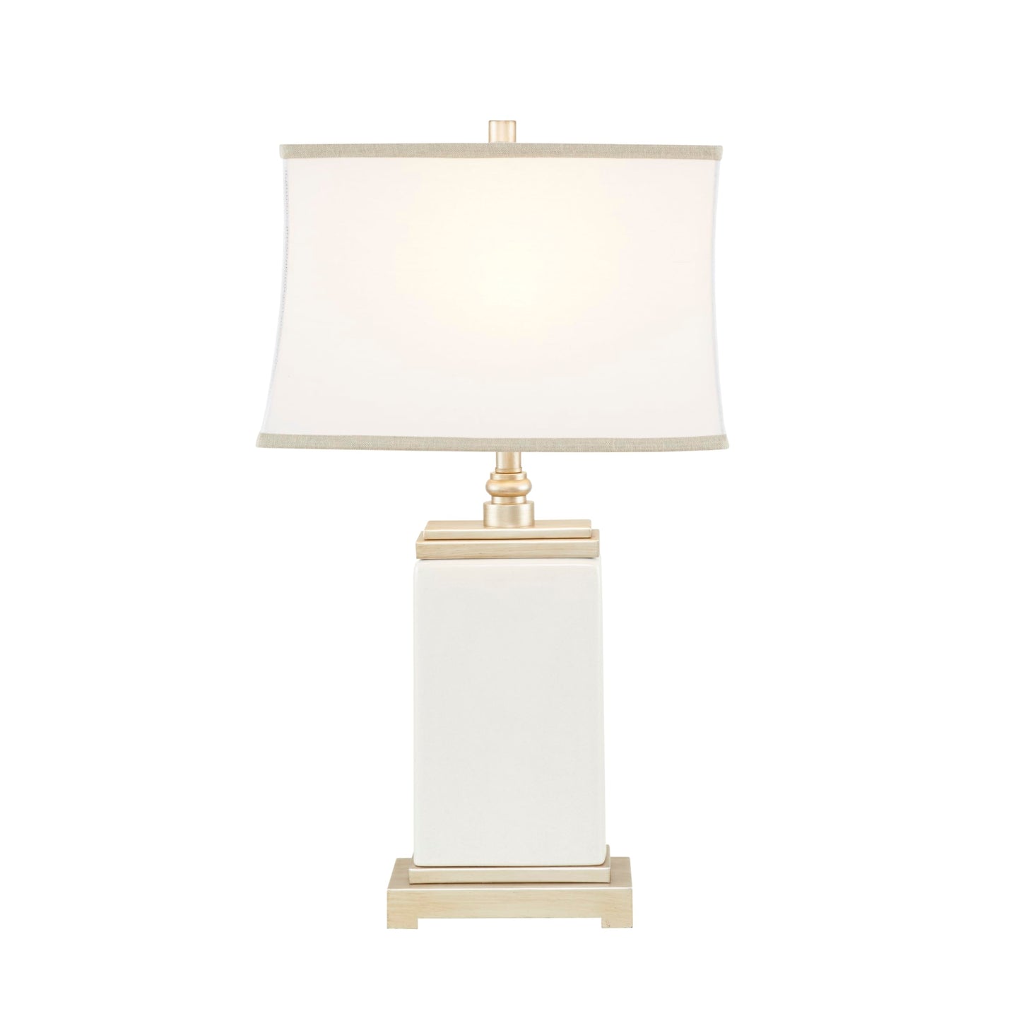Hampton Hill Colette Table Lamp, Ceramic, Antiqued Silver Accent, 29.5in H, Ivory, Model MPS153-0025