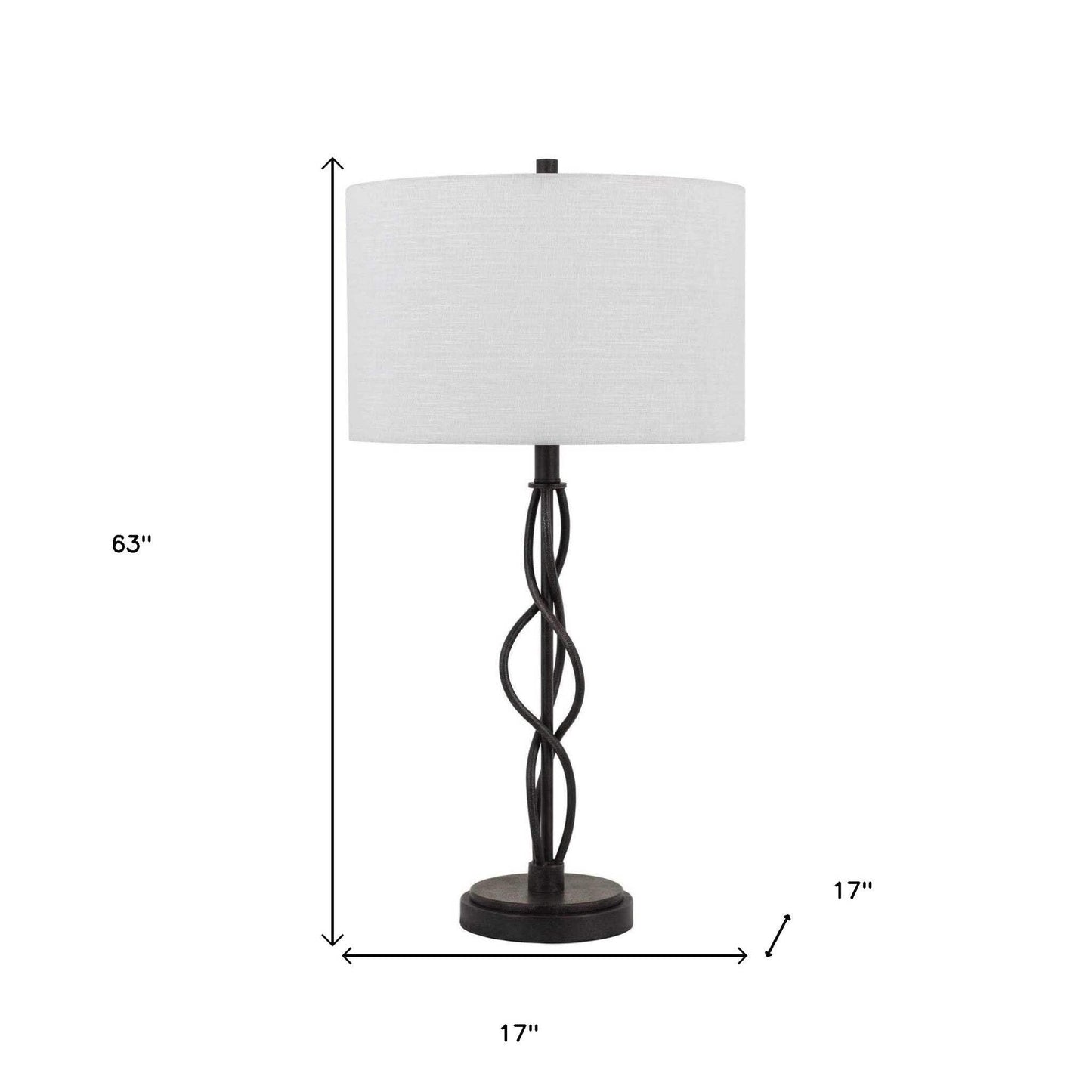 HomeRoots Metal Table Lamp 30 in. with Off White Drum Shade, Model 524701, Bronze Finish