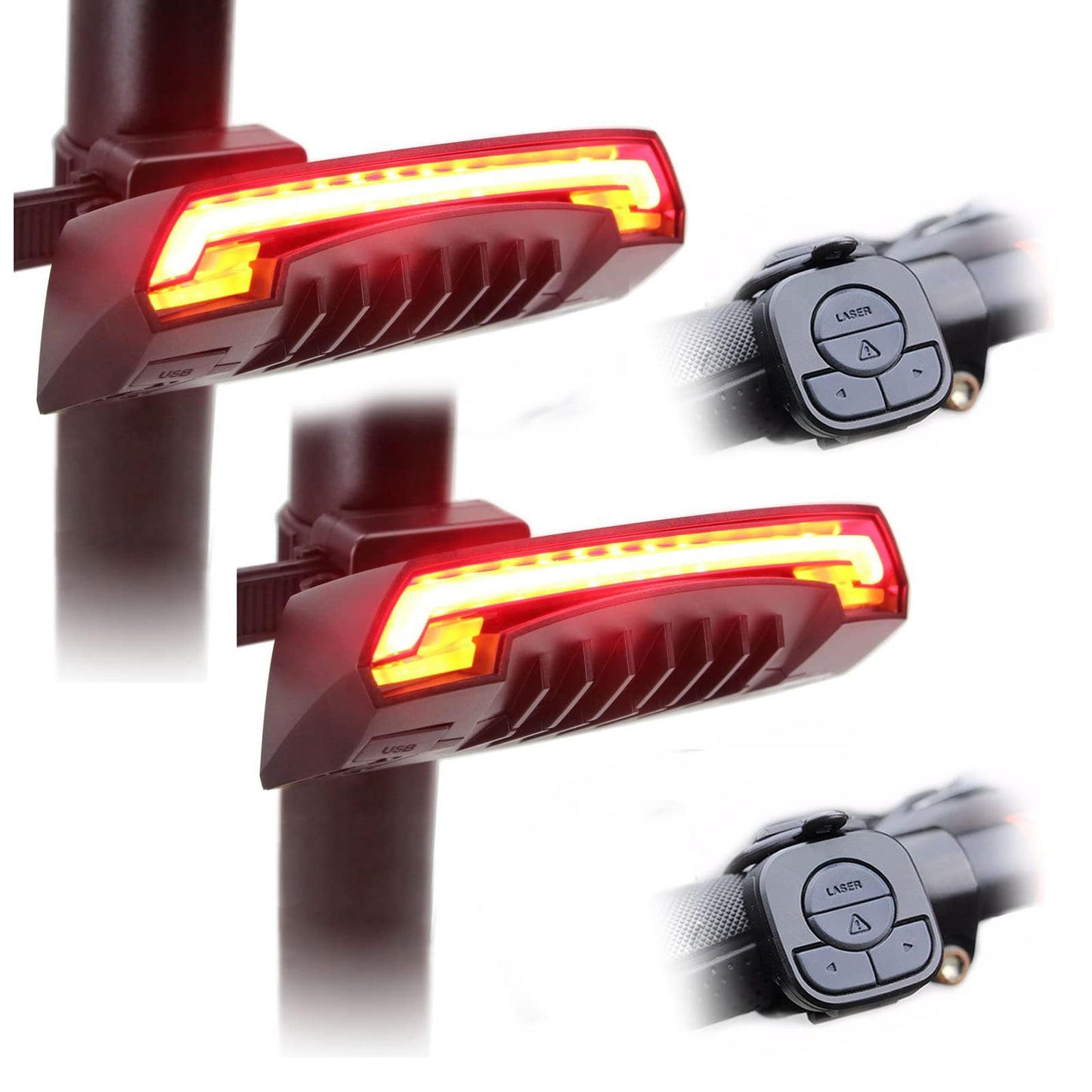 MEILAN X5 Smart Bike Tail Light with Turn Signals, USB Rechargeable, 2 Pack