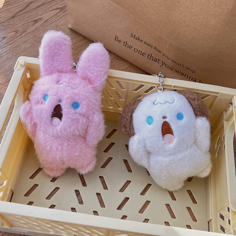 HSYHERE Men Women Creative Super Cute Funny Novelty Screaming Animal Cat Rabbit Bear Dog Keychain Keyrings, Soft Car Key Chain Key Ring Bag Pendant Decoration Doll Key Holder Strap -Bear