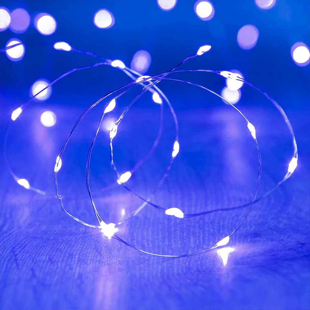 Baisico Waterproof Led String Lights, 2 Pack 20Ft, 60 Leds, Copper Wire Fairy Lights, Blue
