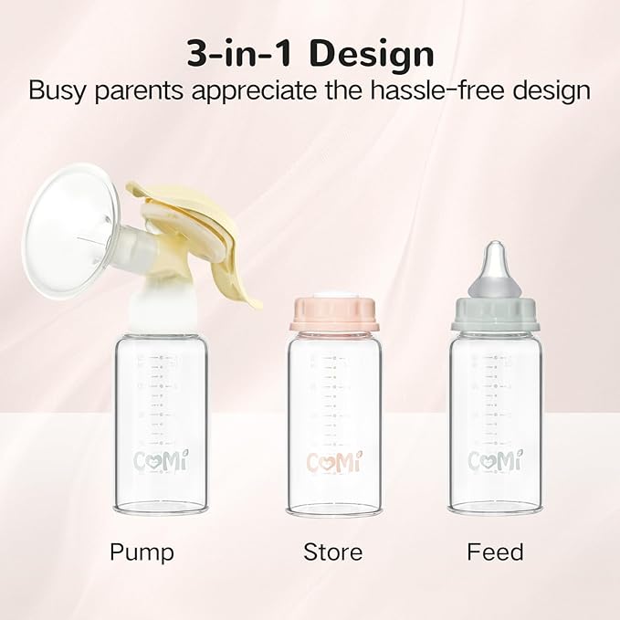 COMI Natural Glass Baby Bottle,Standard Neck Breastmilk Storage Bottle for Fridge,Breast Milk Container,Breast Pump Bottle Compatible with Medela Breast Pump,BPA Free,6PCS (5oz,3 Gray+3 Pink)