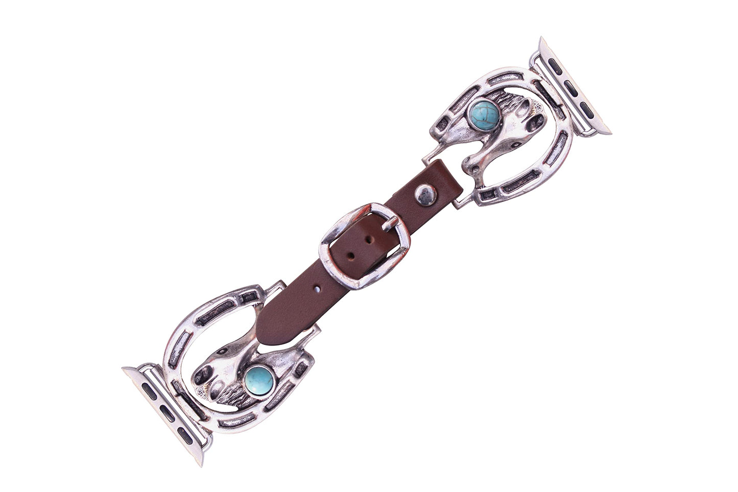 38 Mm, 40 Mm, 41Mm Compatible For Apple Watch Series 8,7,6,5,4, And Se Small Versions, Western Horse Shoe And Semi-Precious Turq