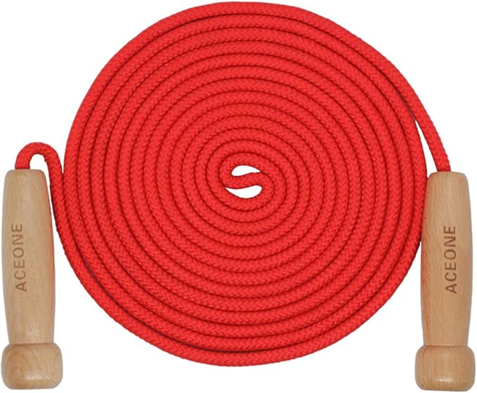 16 FT Long Jump Rope for Kids, Adjustable Double Dutch Skipping Rope with Wooden Handle, Multiplayer Team Jumping Rope for...