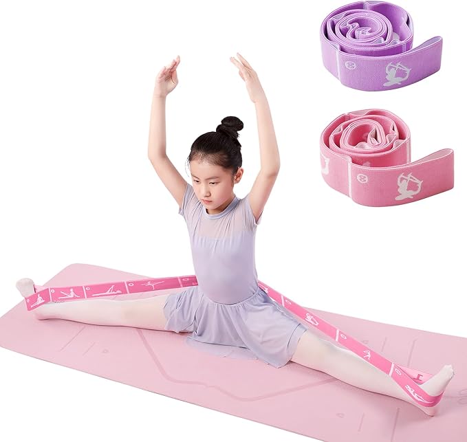 Xensamy 2-Pack Adjustable Kids Dance Stretch Bands - 8-Loop Elastic Bands for Ballet, Latin, Yoga, Gymnastics & Stretching...