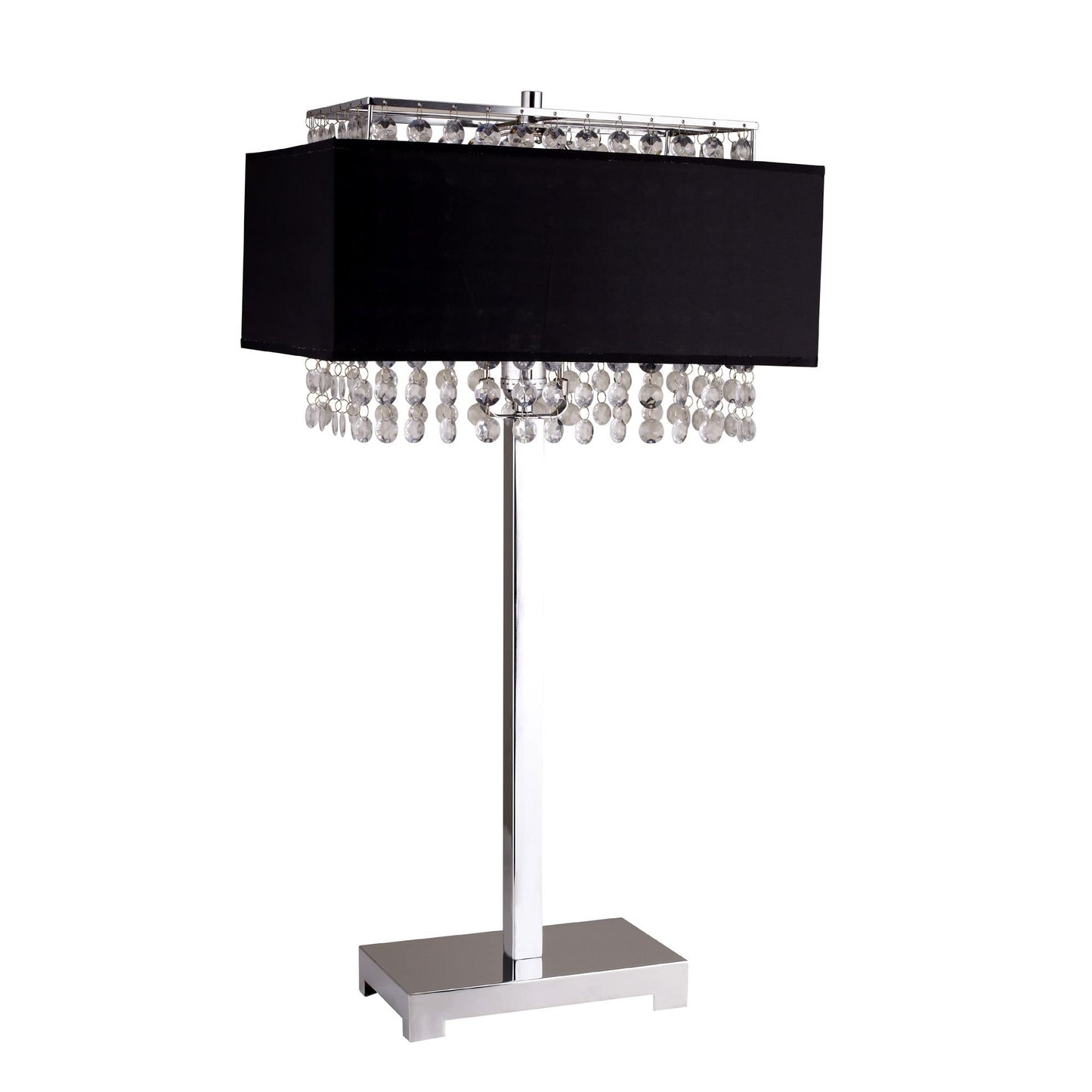 Homeroots Rectangular Table Lamp - Bling Glam Black Faux Crystal, Model 468419