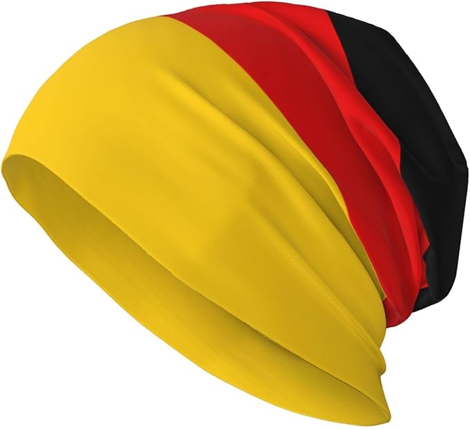 sackhg German Flag Print Winter Beanie Hat Men Women Soft Lightweight Thermal Cap for Outdoor Skiing Wear Black