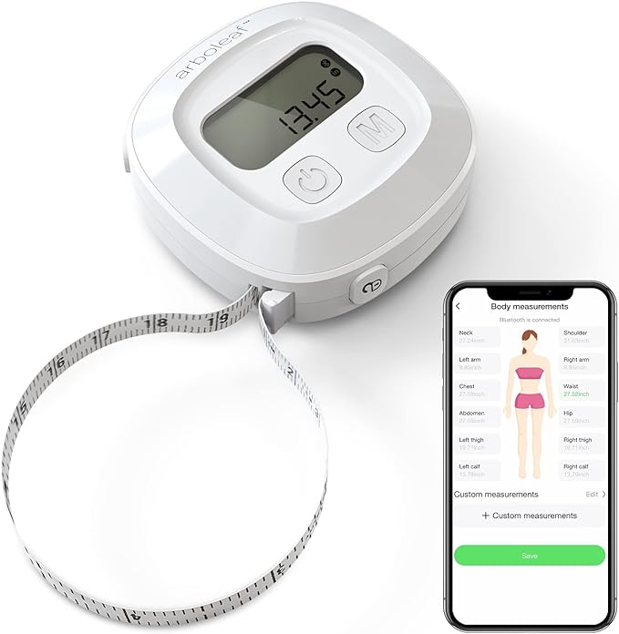 arboleaf Digital Body Tape Measure, 60in Body Measuring Tape, Bluetooth Measuring Tape for Body Measurements with App, Bod...