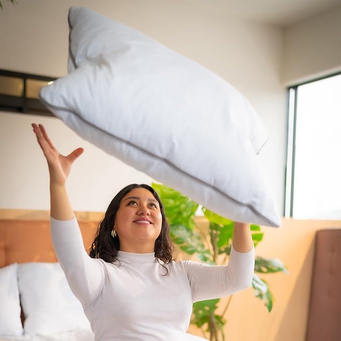 Set of 2 Bed Pillows for Sleeping Standard | Luxury Hotel Quality Gusseted Pillow | Premium Alternative Microfiber Filled | Pillow for Back, Stomach or Side Sleepers