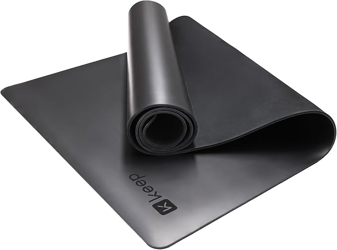 KEEP Rubber Yoga Mat - Professional Sweat Absorbent PU & Natural Rubber. Non Slip Workout Mats for Women & Men, 5mm Thick,...