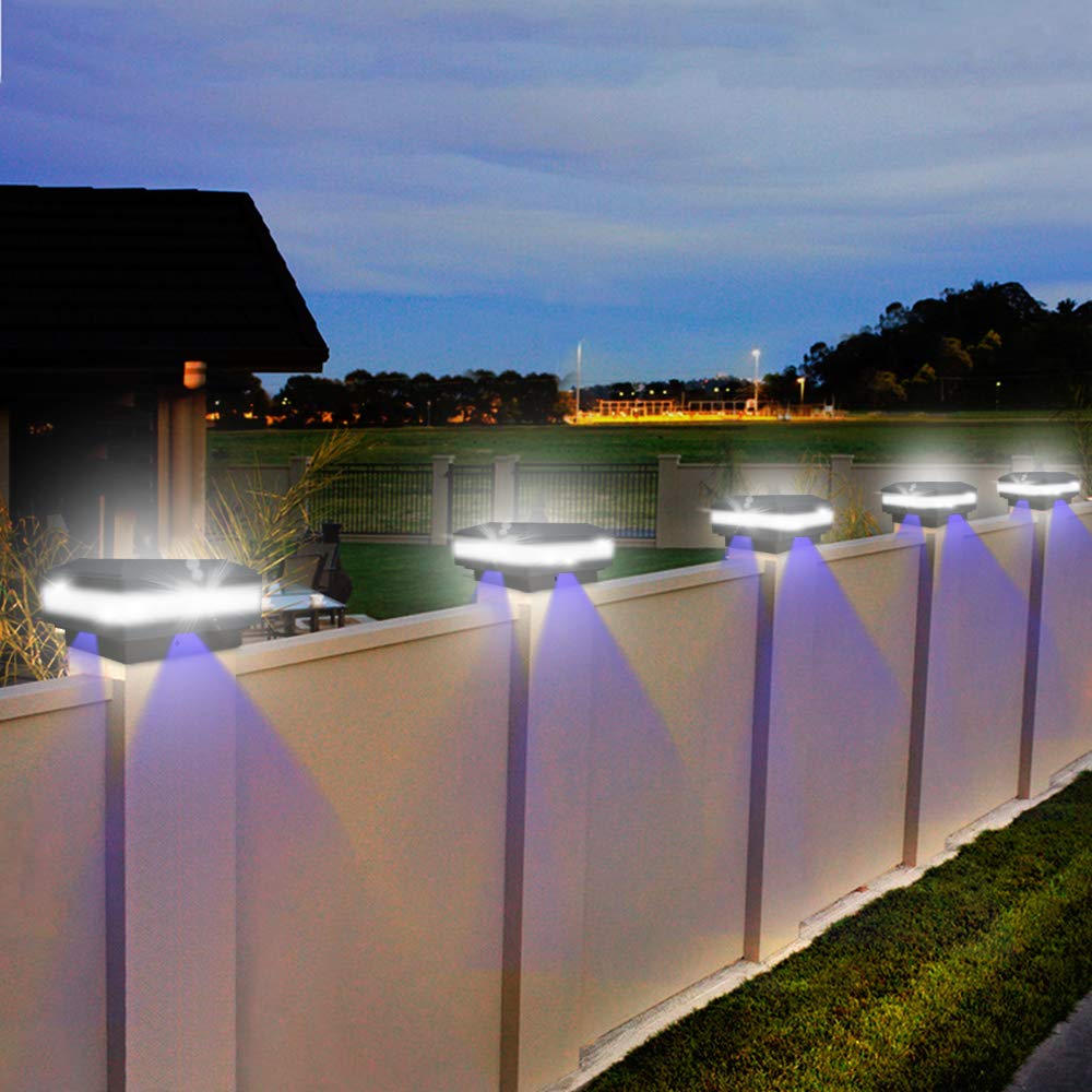 Fvtled Solar Post Cap Lights, 6000K Cool White, Fits 4X4-6X6 Posts, Black, 4 Pack, Durable Abs For Outdoor Patio Garden Decoration