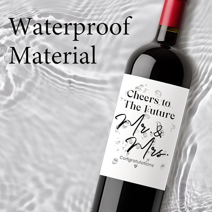 8 Pcs Mr and Mrs Wine Labels, Wedding Shower Gifts Wine Label, Bridal Shower Wedding Engagement Gifts, Mr and Mrs Wedding Gifts, Cheers to The Future Mr and Mrs Wine Bottle Stickers Labels