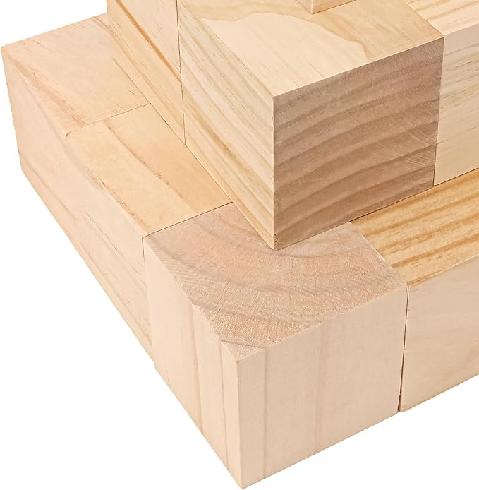 15 PCS Premium 3.15 Inch Wooden Cubes, Natural Pine Wood Cubes for Crafts, Wood Blocks Ready for Artistic DIY Projects-Unleash Creativity with Blank Wood Blocks.