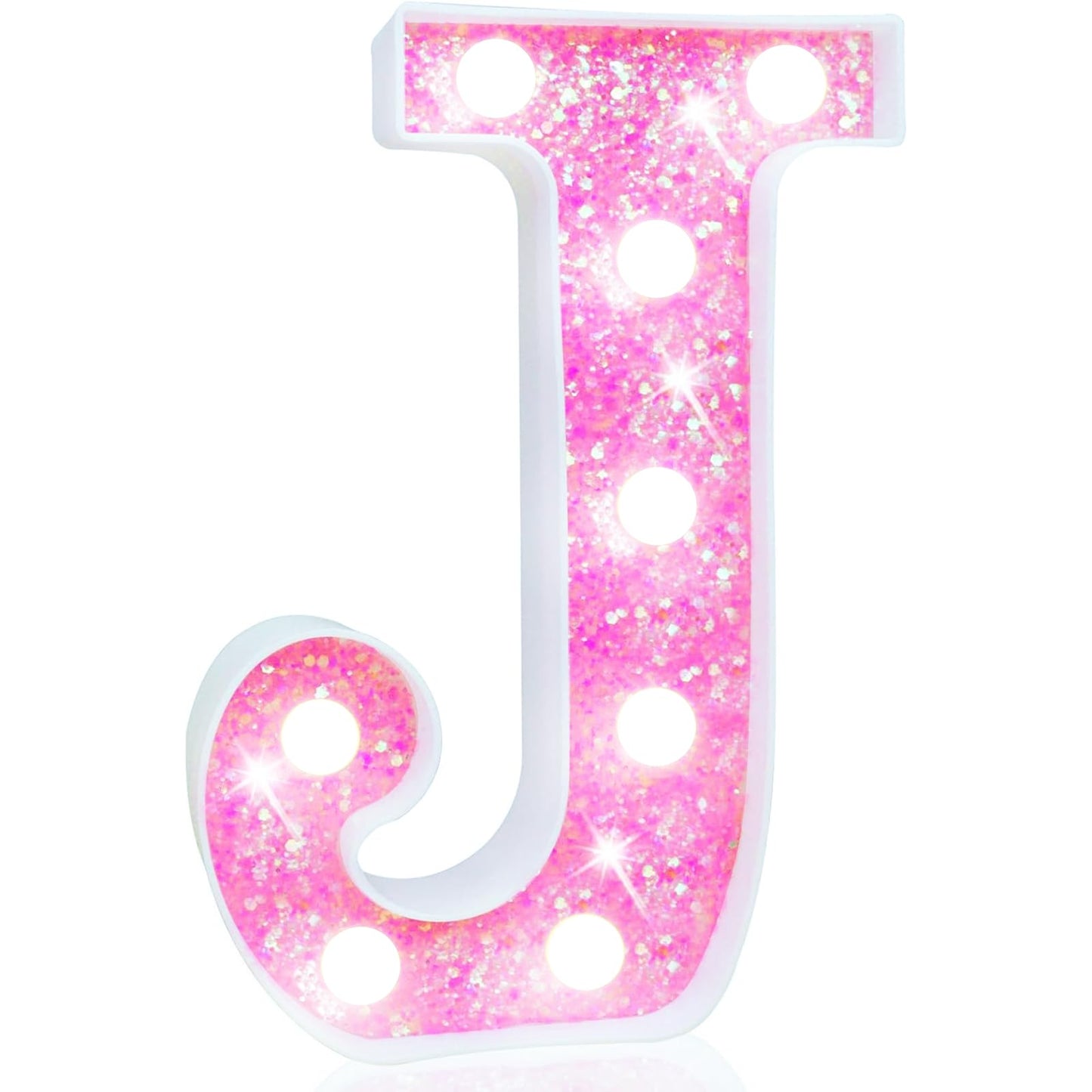 Pooqla Led Marquee Letter Lights  Light Up Letters For Birthday Decorations  Glitter Letter Sign Battery Powered Night Light Pink Party Wedding Christmas Girls Gift Bedroom Dorm Decor  Cool White J