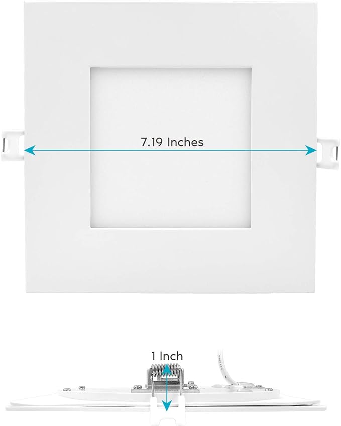 LUXRITE 6 Inch Ultra Thin Square LED Recessed Lighting, 5 Color Temperature Options 2700K - 5000K, Dimmable LED Downlight, 12W, IC & Wet Rated, 1000 Lumens, Canless LED Recessed Light, ETL (6 Pack)