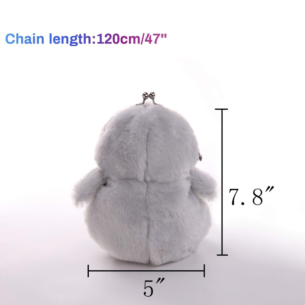 JHVYF Women Cute Plush Crossbody Bag Small Chick Shoulder Purse Cell Phone Wallet Clasp Closure Bags Gray