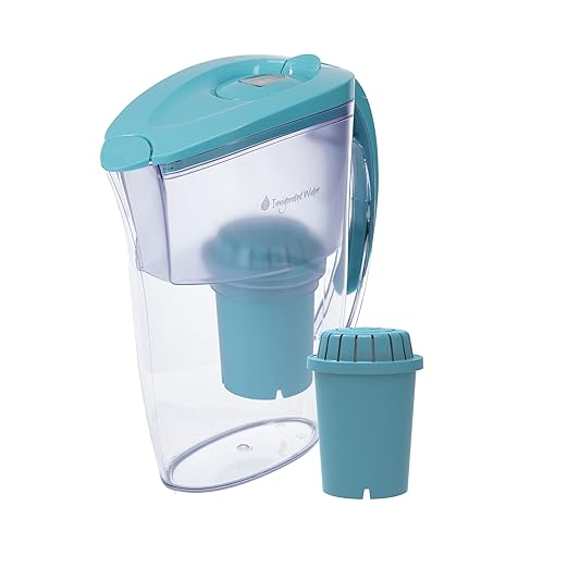 pH Refresh Alkaline Water Pitcher with Long-Life Filter – Alkaline Water Filter – Water Filtration System – High pH Alkaline Water Dispenser, 84oz, 2.5L (Aqua)