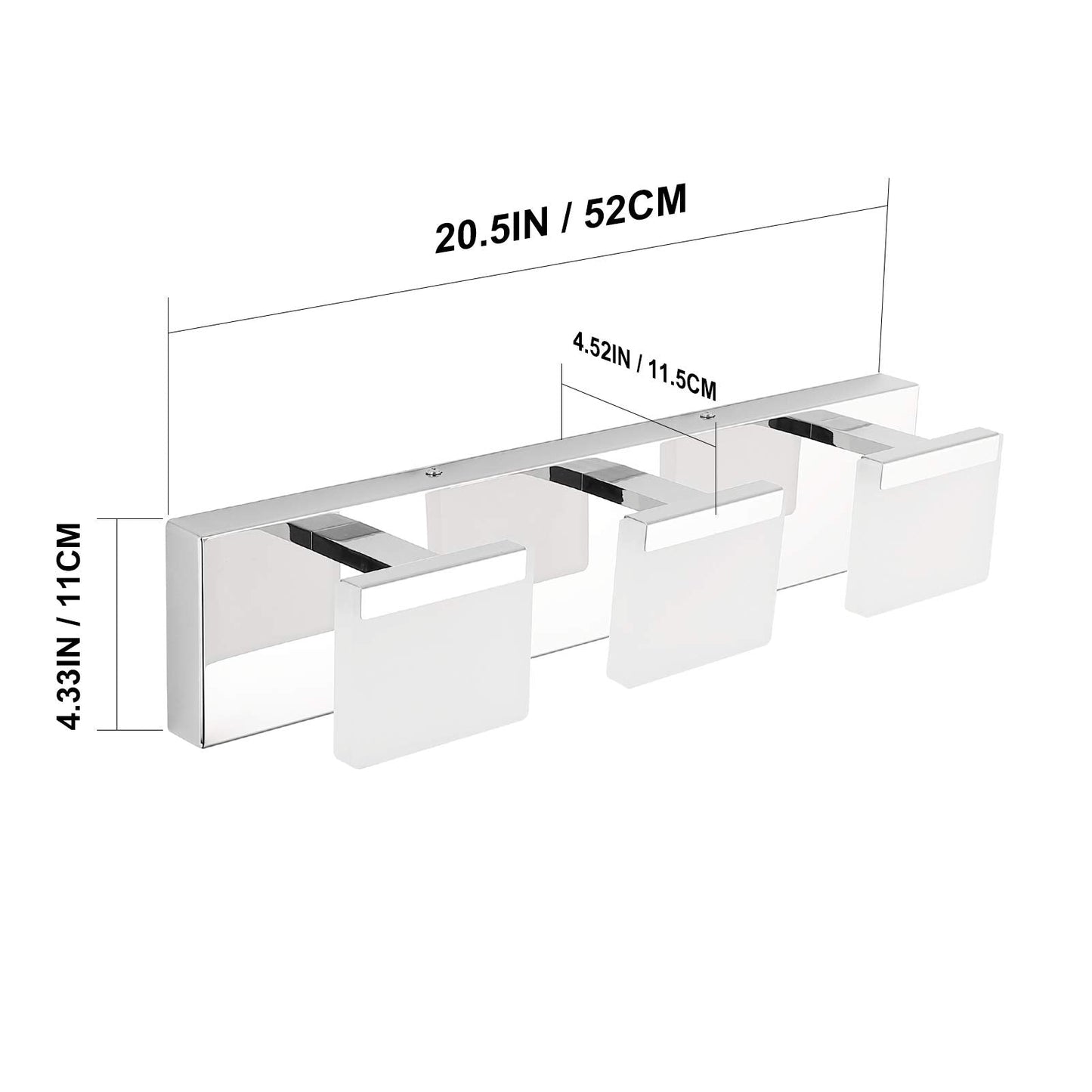 Ralbay Led Vanity Light - 3-Light Bathroom Wall Light, Acrylic & Stainless Steel, Chrome Finish, Model 8281-3T
