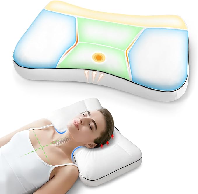 Basic Beyond Cervical Neck Pillow for Neck Pain Relief, 17*25*2.4 Cervical Pillow for Neck Correction, Memory Foam Ergonomic Pillow with Good Neck Support, Orthopedic Pillow for Back and Side Sleepers
