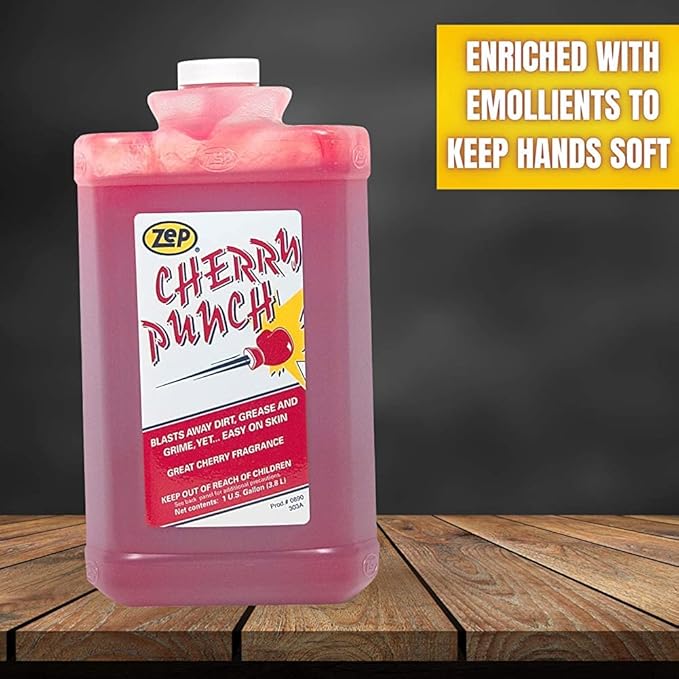 Zep Cherry Punch Industrial Hand Cleaner - 1 Gallon (Case of 4) 89024 - Heavy Duty Clean, Gentle Touch, Non-Abrasive, Waterless