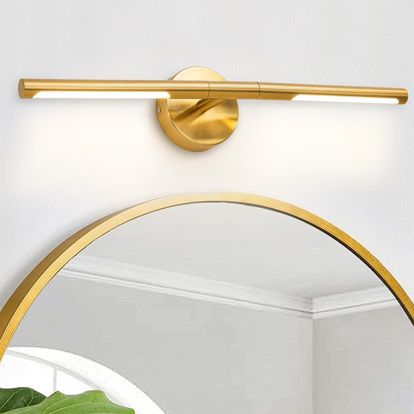 Linseeds Gold Bathroom Light Fixtures Over Mirror 24 Inch  18W 360 Rotatable Dimmable 4000K Led Brass Vanity Lighting Fixture  Brushed Gold Bathroom Vanity Lights Above Mirror