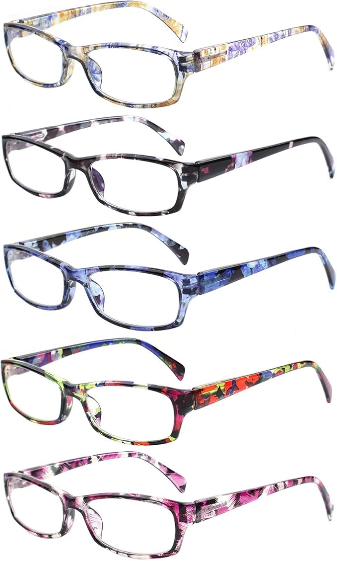 VIDEBLA 5 Pack Computer Reading Glasses Men and Women Anti Eyestrain Blue Light Blocking Glasses for Reading (5 Mix-2, 2.50)