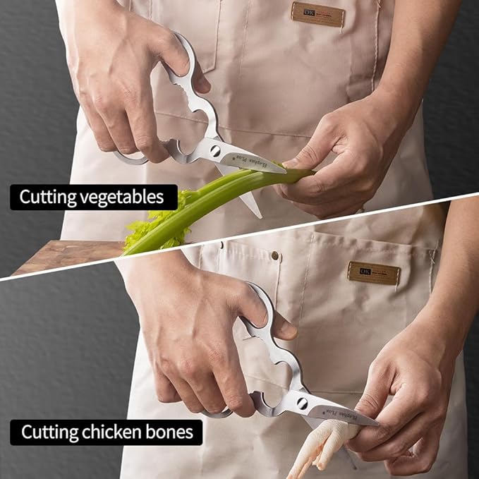 Kitchen Shears Heavy Duty Kitchen Scissors,All Purpose Come Apart Blade Made with All Stainless Steel, Food Scissors for Meat/Vegetables/BBQ/Fish/Spices/Herbs, Silvery