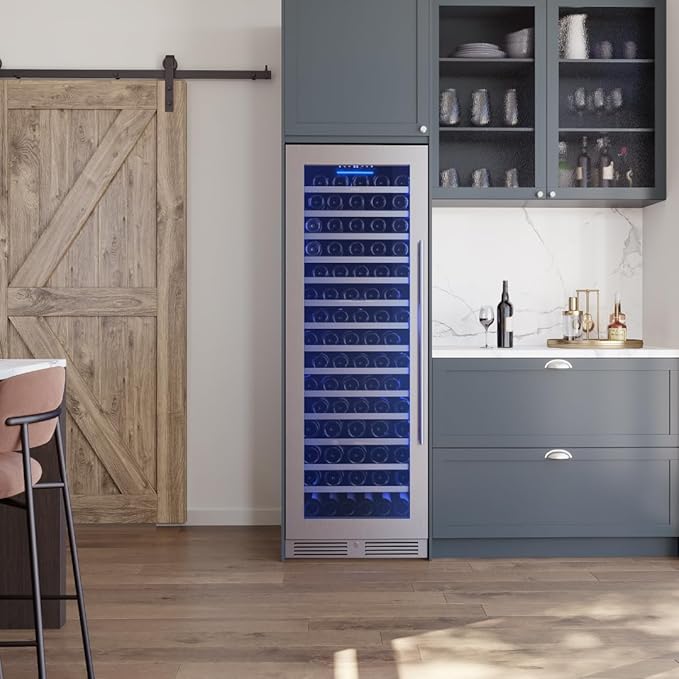 Zephyr Presrv 24 Inch Wine Fridge Full Size Single Zone - Tall Wine Cooler Cellars Large Cabinet Wine Refrigerator Home Bar Chiller Freestanding with Glass Door for 148 bottles 750ml