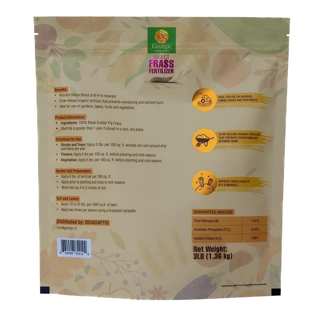 Insect Frass Fertilizer for Soil Amendment, All-Purpose Organic House Plant Food and Fertilizer- Pack of 3