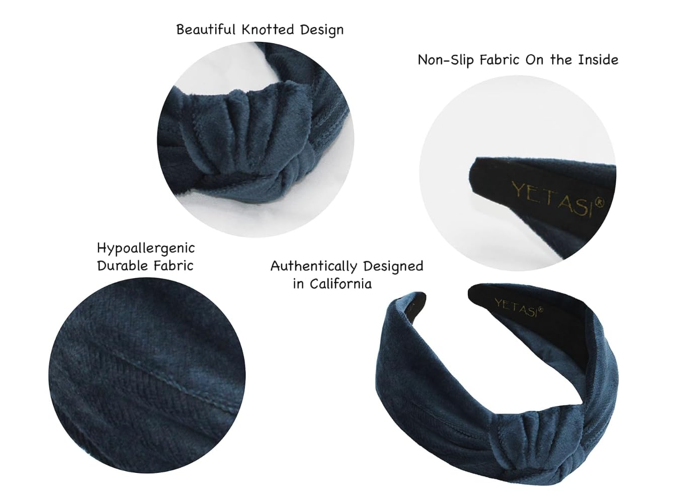 YETASI Pastel Blue Velvet Headbands Women Girls Trendy, Womens Headbands are Knotted Headband for Women 's Hair, Cute Headband T
