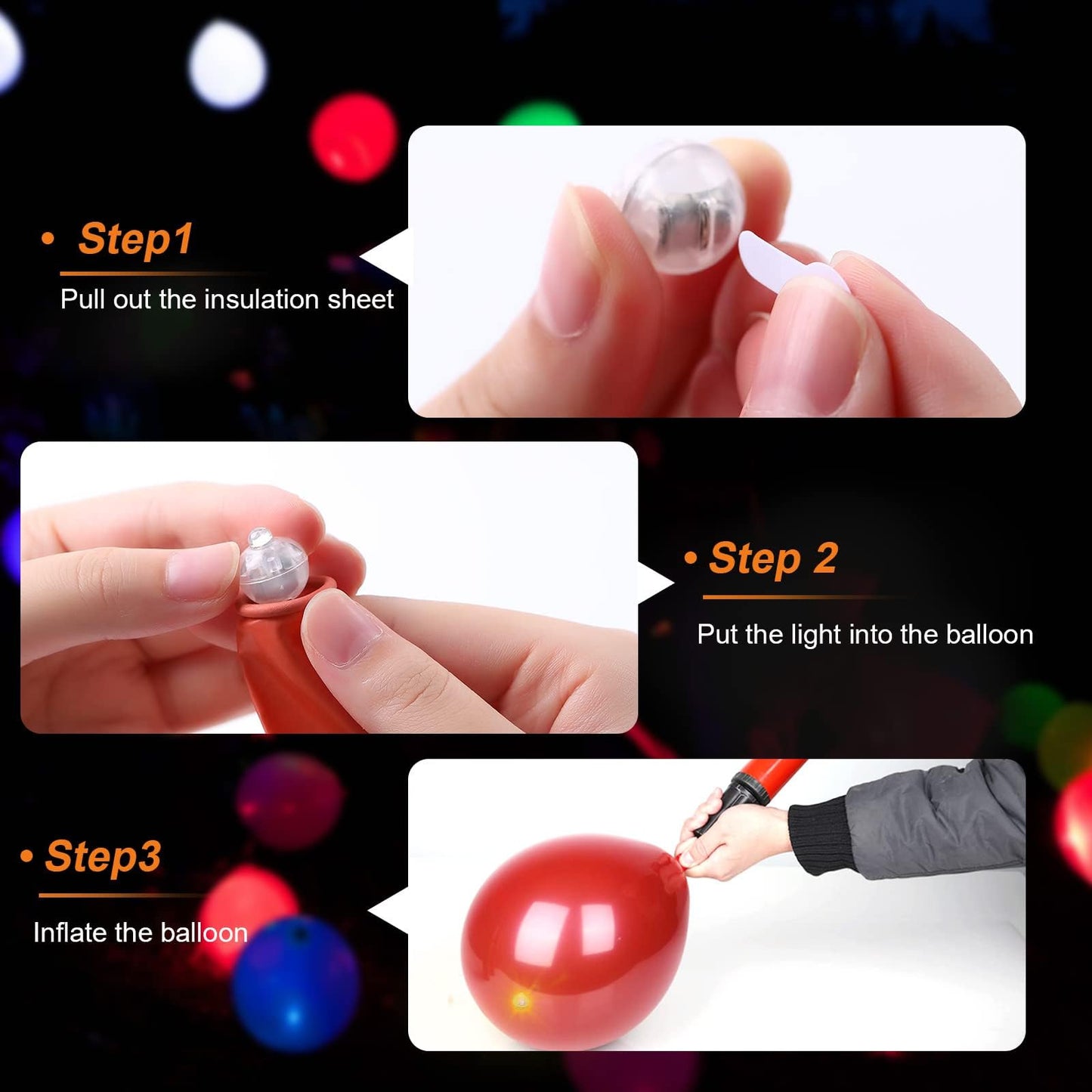 Aogist 200PCS LED Mini Balloon Lights, Warm White, Plastic, Model A01-Mini for Parties, Weddings, and Events