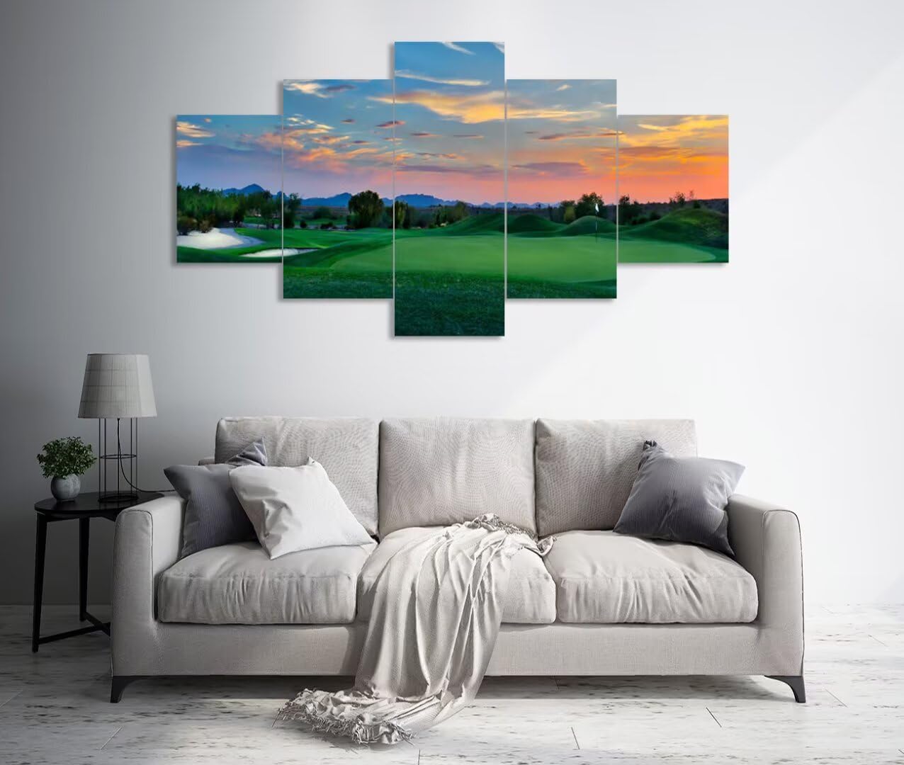 Arizona Scottsdale Golf Course Wall Art for Living Room Bedroom Bathroom - Sunset Arizona Scottsdale Landscape Pictures Posters Framed Artwork Canvas Prints Ready to Hang(60''W x 32''H)