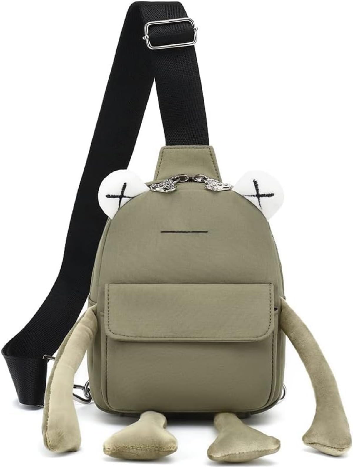 VIVUHTCC Frog Crossbody Handbags For Women Men Cute Shoulder Bag Nylon Sling Chest Bag Casual Travel Hiking Daypack (Green)