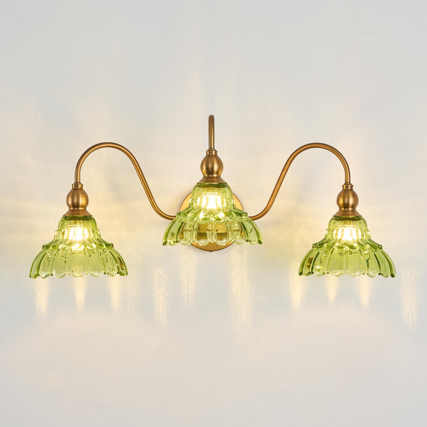 Tlolgt Vintage Bathroom Vanity Light 3-Light Bedroom Vanity Lighting Fixtures Green Wall Sconces For Living Room Hallway Dining Room Kitchen