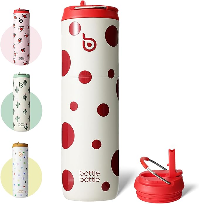 BOTTLE BOTTLE Insulated Water Bottle 24oz with Straw Lid and Handle for Sports Travel Gym Stainless Steel Water Bottles Double-Wall Vacuum Metal Leak Proof BPA-Free