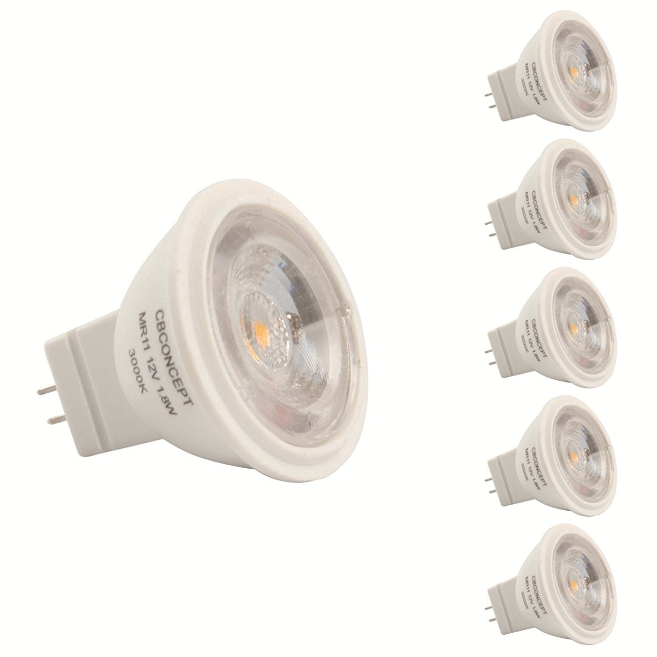 Cbconcept Ul-Listed Mr11 Gu4.0 Led Light Bulbs  5-Pack  2 Watt  230 Lumen  Warm White 3000K  36 Beam Angle  12 Volt  20W Halogen Bulbs Equivalent  Landscape/Accent/Recessed/Track Lighting