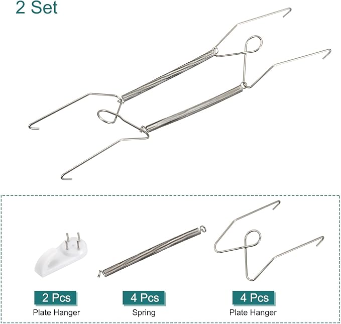 uxcell 2pcs Plate Hanger, 10 Inch Stainless Steel Invisible Wall Plate Hangers with Wall Decorative Hooks and Tip Protectors for Decorative Plates and Art, Silver