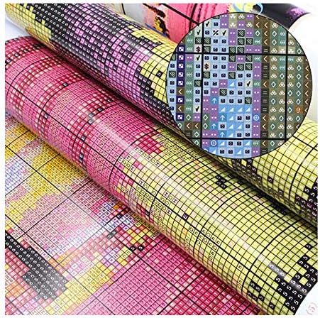 Stitchmelody 14CT Counted Cross Stitch Kits,DMC Unprinted Pattern Embroidery Set Needlework-The Lakeside Houses 18.9''×15.7''