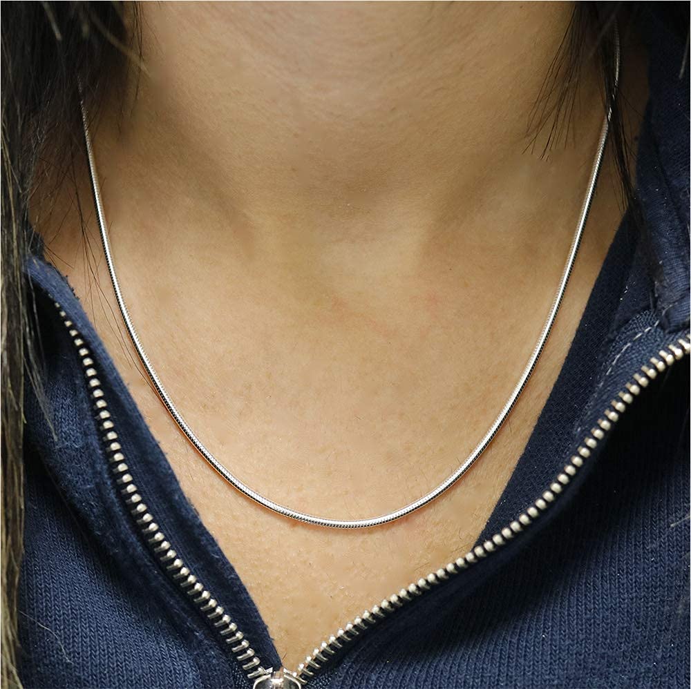 ARGENTO REALE 925 sterling silver necklace 1MM- 2MM Round Snake Chain Necklace- Solid Sterling Silver Chain For Pendants, Flexib
