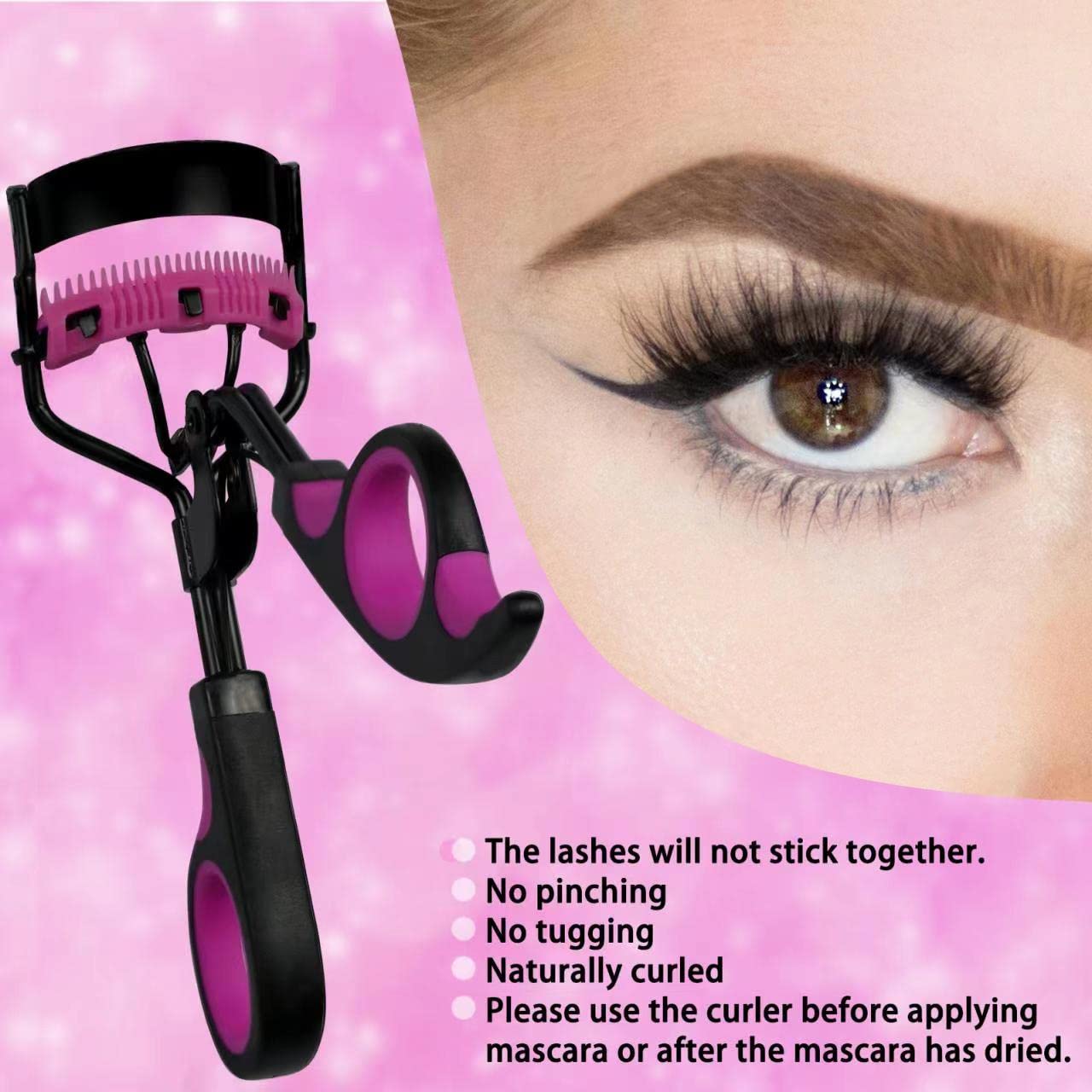 Eyelash Curlers with Comb 2 Pack IMMER LIEBEN Lash Curler with 10 Replacement Refills, 6 Combs, 10 Seconds Curl and Lifted Lashe