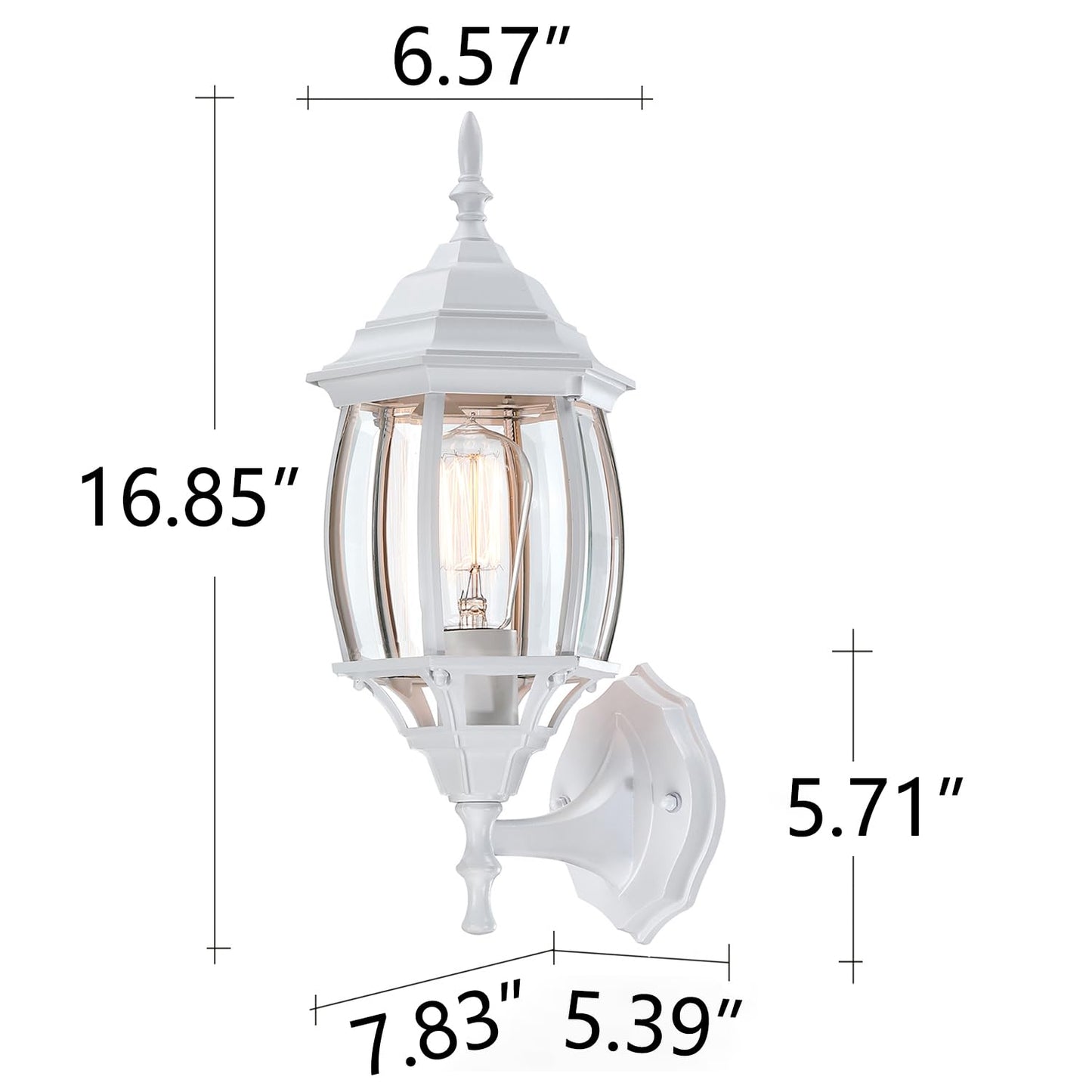 Faymart Lighting 2 Pack White Porch Light - Outdoor Wall Sconce 16.8In White Outdoor Light Fixture For House Garage Metal And Glass Exterior Wall Lantern For Front Door Balcony  E26