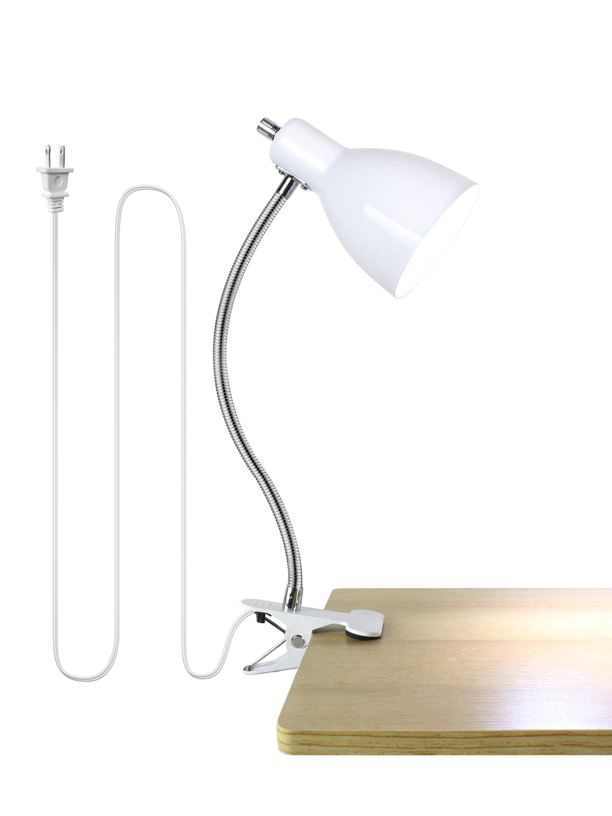 Lalisu Desk Lamp - Eye-Caring Portable Gooseneck Clip Light, White, Model Lalitb004